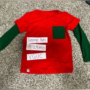 George Hats Green/Red Holiday Bamboo Layered Tee